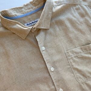 Tommy Bahama Tan Lyocell Linen Blend Resort Shirt | Men’s XL